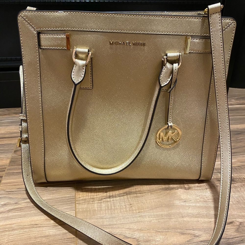 Michael Kors Gold Metallic Structured bag